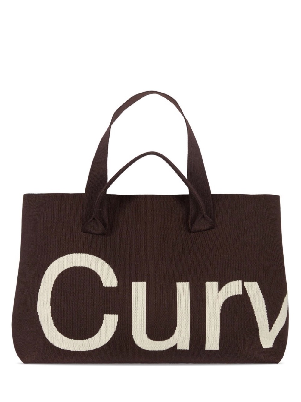 Brown Canvas Tote Bag with Cream Lettering